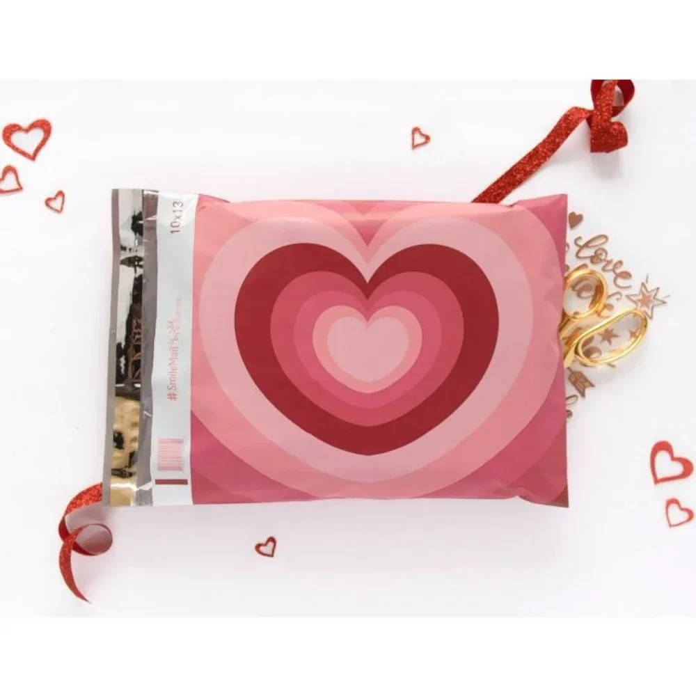 20 Pcs Valentine Hearts Poly Mailers 10